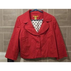 Acorn Canada Womens Blazer Suit Jacket Size Large‎ Red Dress Top